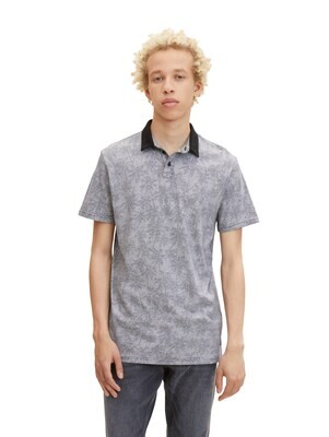 Tom Tailor polo, black big palm inside print
