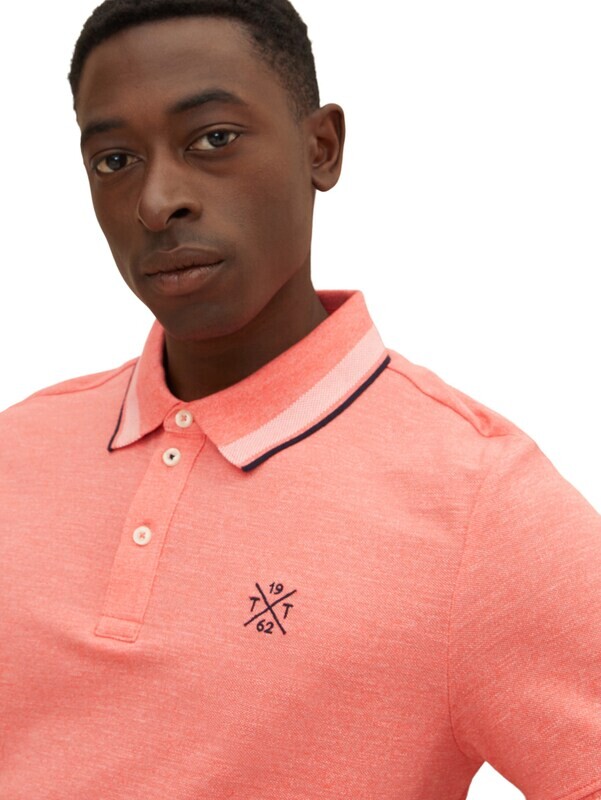 Tom Tailor polo, coral streaky two tone