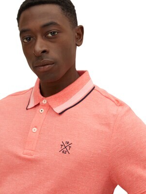 Tom Tailor polo, coral streaky two tone