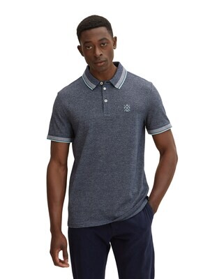 Tom Tailor polo, dark blue streaky two tone