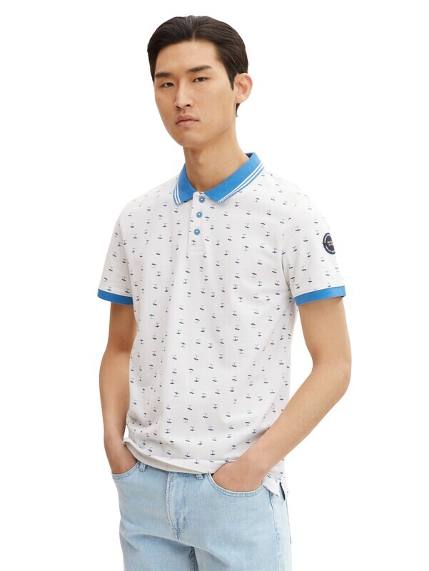 Tom Tailor polo met print, blue parasol design