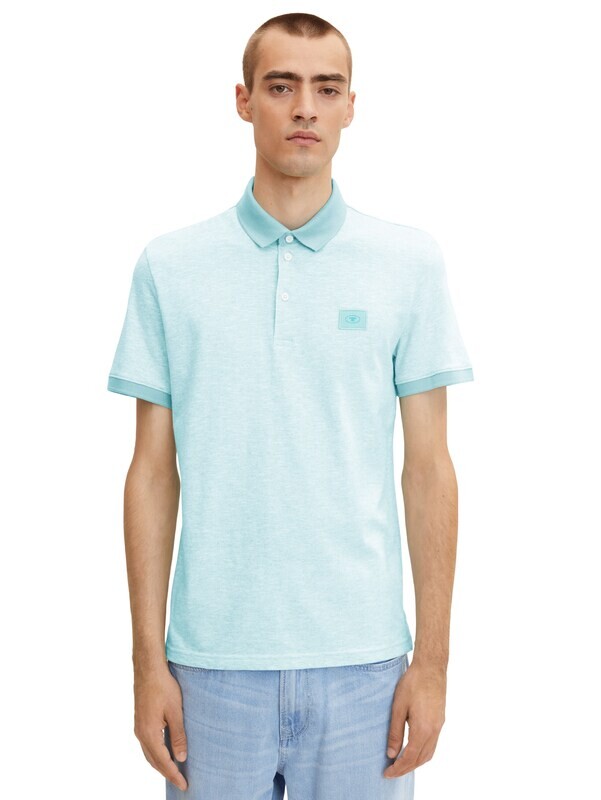Tom Tailor polo, mint haze white twotone slub