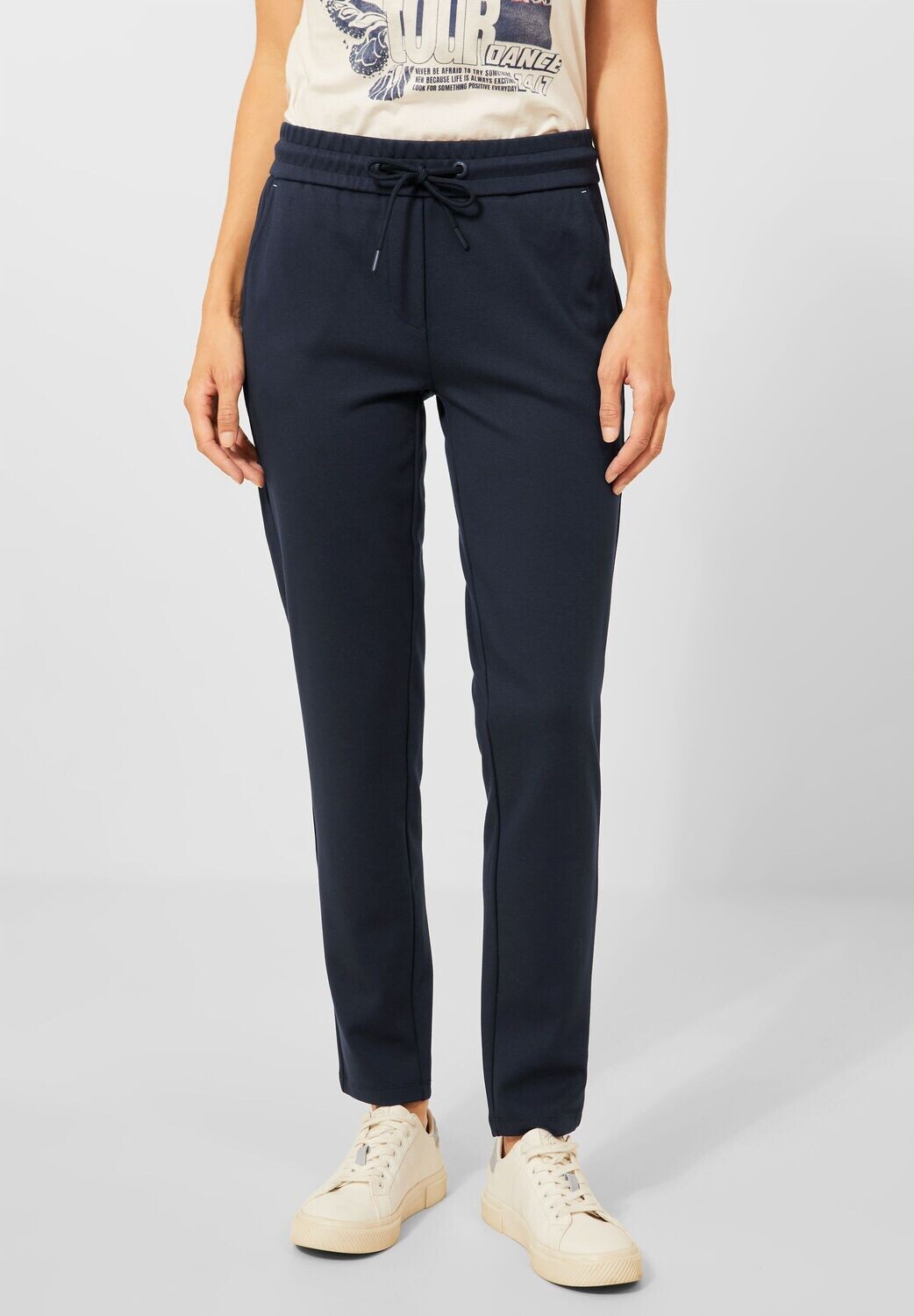 Cecil Casual-fit jersey broek Tracey, deep blue