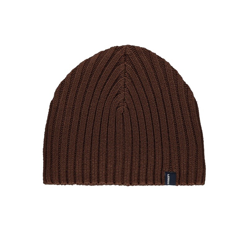 Lerros gebreide muts, in de lengte geribd, teak brown