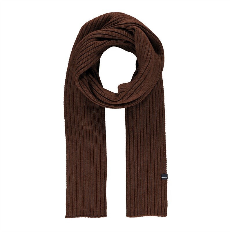 Lerros stevige wollen sjaal, teak brown