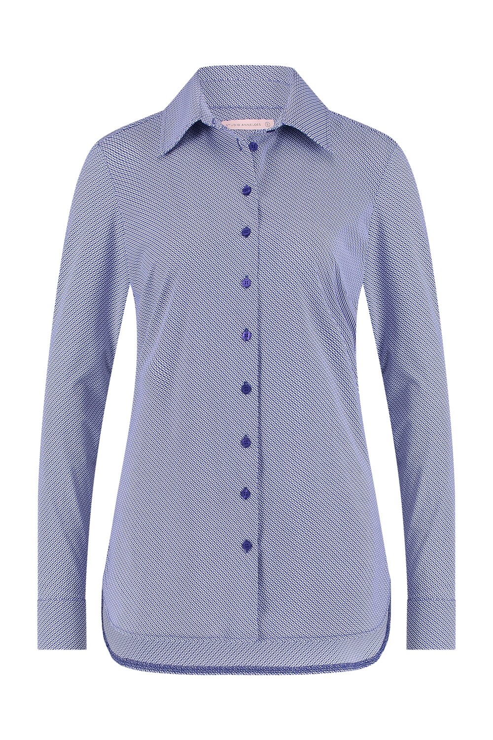 Poppy block blouse, off white/ purple blue