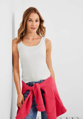 Cecil top in effen kleur, vanilla white