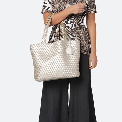 Ilse Jacobsen Reversible tote bag XL, platin silver