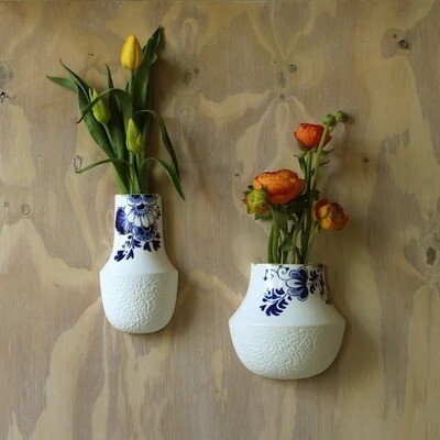 Heinen Blauw Bloesem Muur bloempot 2