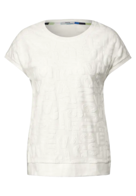 Cecil T-shirt van badstof met print, vanilla white