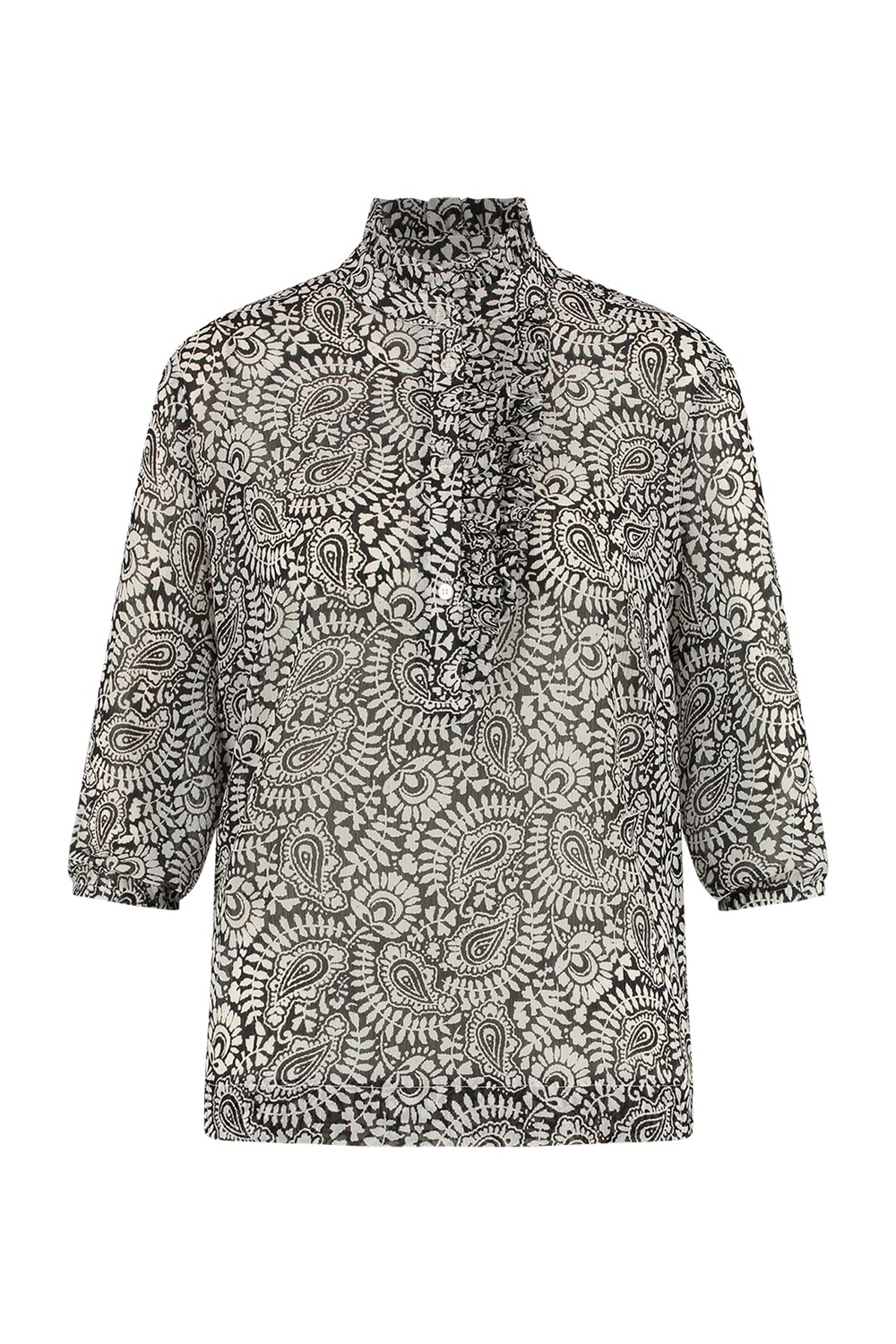Studio Anneloes Odette oriental 3/4 sl blouse, zwart