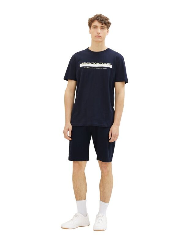 Tom Tailor T-shirt met logoprint, Sky Captain Blue
