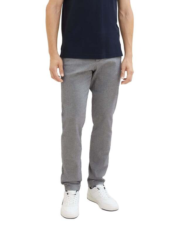 Tom Tailor Travis slim chino, white navy zig zag structure