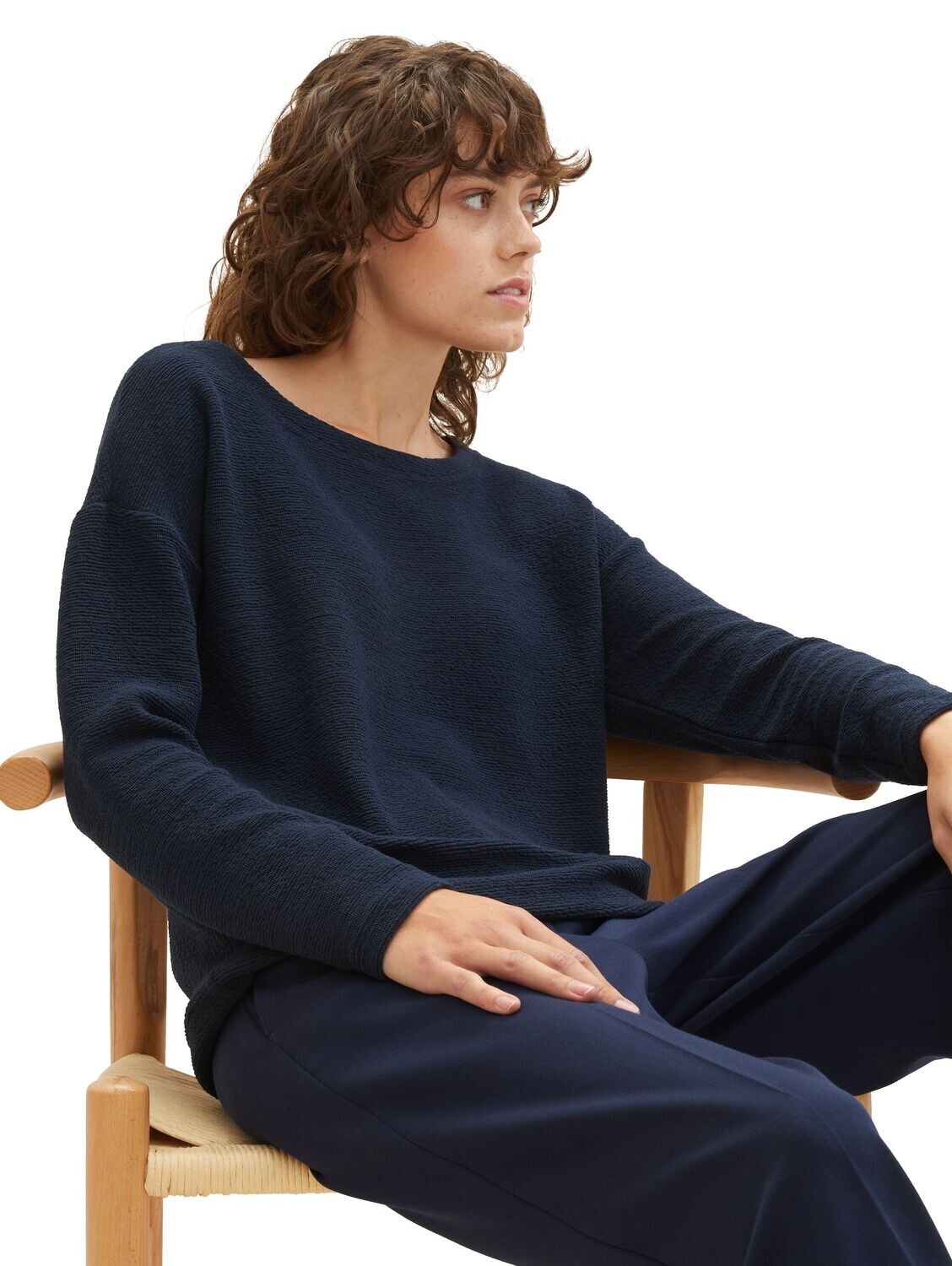 Tom Tailor Sweatshirt met structuur, Blue Captain Sky