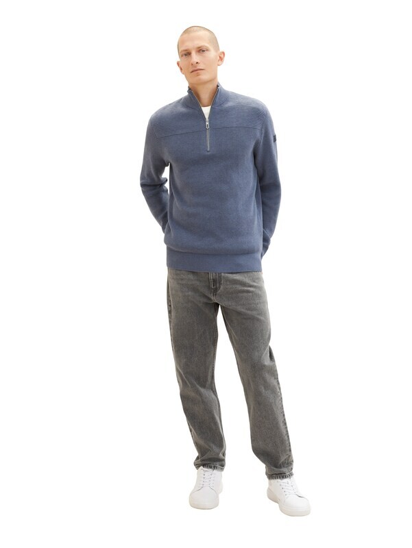 Tom Tailor Gebreide trui met troyerkraag, vintage indigo blue