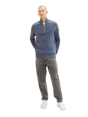 Tom Tailor Gebreide trui met troyerkraag, vintage indigo blue