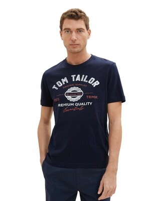 Tom Tailor T-shirt met logoprint, Sky Captain Blue