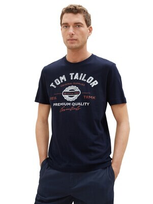 Tom Tailor T-shirt met logoprint, Sky Captain Blue