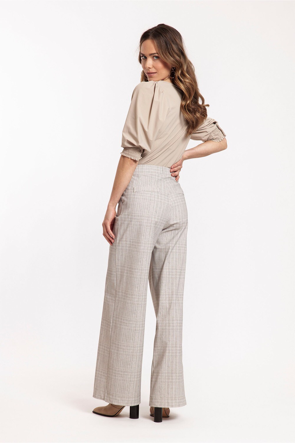 Studio Anneloes Sola check trousers, beige