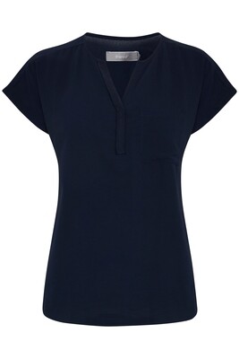 Fransa blouse with short sleeve, Black Iris