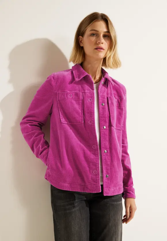 Cecil Curduroy jas met shirtkraag, cool pink