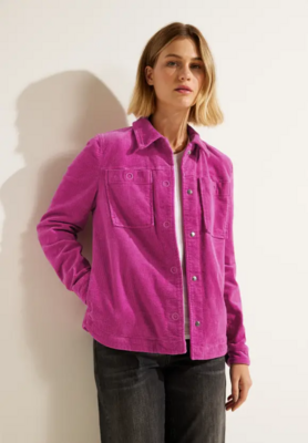 Cecil Curduroy jas met shirtkraag, cool pink