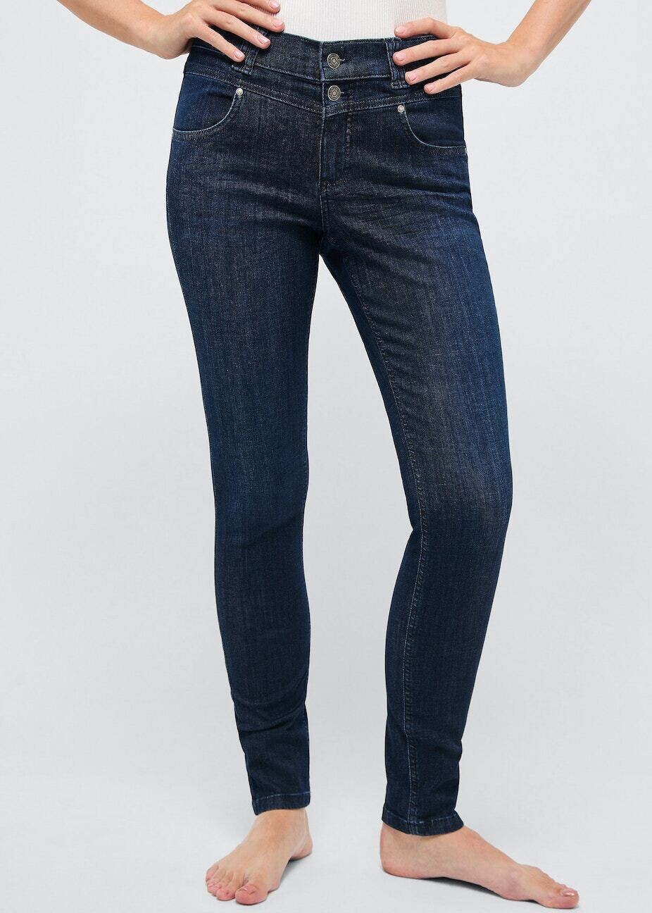 Angels Jeans Skinny Button met authentieke denim, dark indigo used