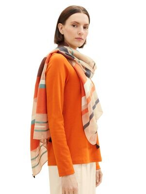 Tom Tailor Gestructureerde sjaal met REPREVE, gold flame orange