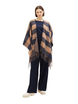 Tom Tailor Cape met ruitpatroon, blush navy check woven