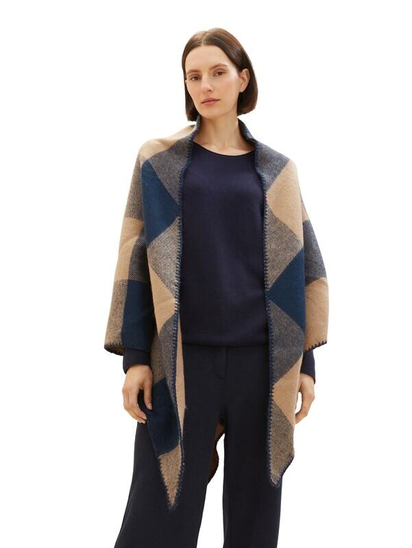 Tom Tailor Triangelsjaal met ruitpatroon, blush navy big check