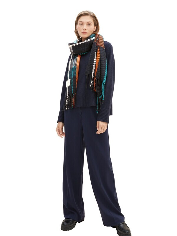 Tom Tailor gestructureerde sjaal met gerecycled polyester, Sky Captain Blue