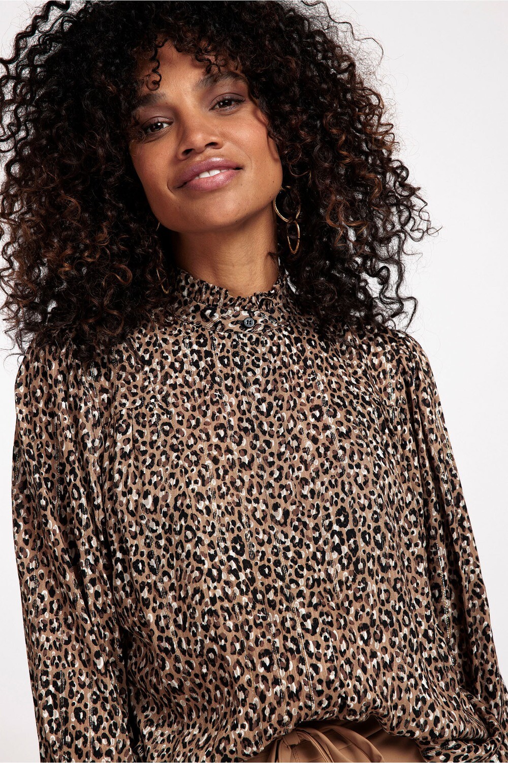 Studio Anneloes Lourdes small leopard blouse, bronze/camel
