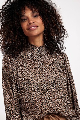 Studio Anneloes Lourdes small leopard blouse, bronze/camel