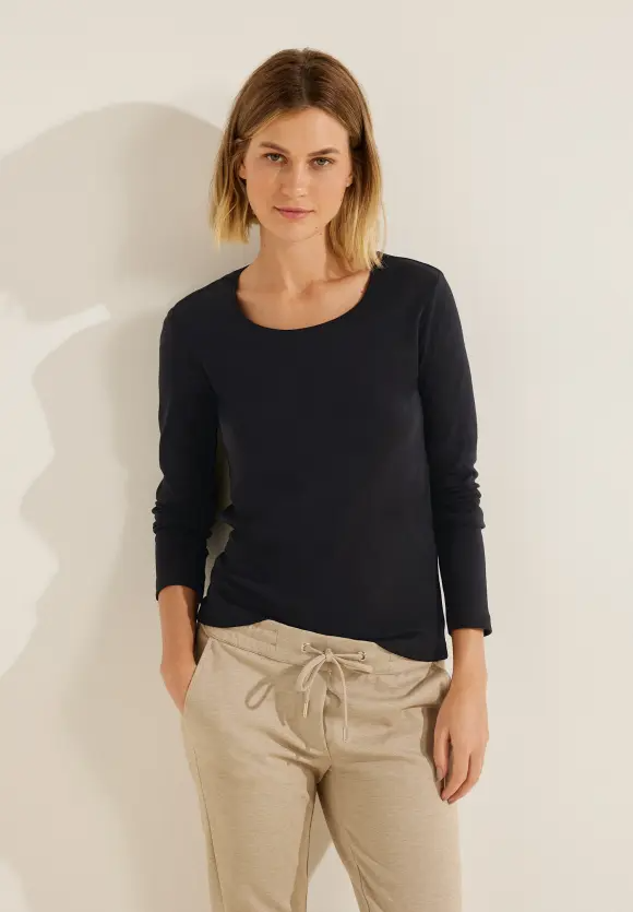Cecil Basic shirt met lange mouwen, Black