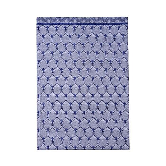 Heinen Theedoek Abstract, delfts blauw