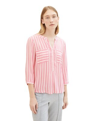 Tom Tailor Gestreepte blouse met zakken, pink offwhite stripe