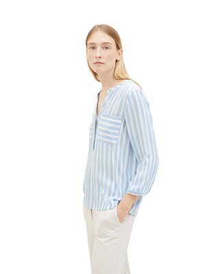 Tom Tailor Gestreepte blouse met zakken, offwhite blue vertical stripe