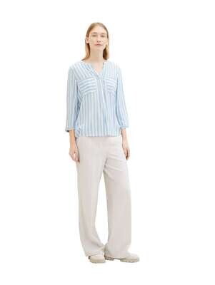 Tom Tailor Gestreepte blouse met zakken, offwhite blue vertical stripe