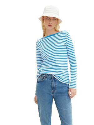 Gestreept shirt met lange mouwen, white mid blue stripe