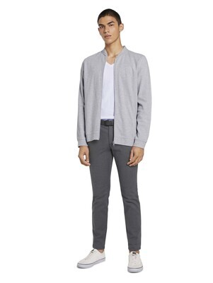 Tom Tailor Getextureerde Chinobroek met riem, anthra dobby yarn dye