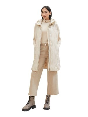 Tom Tailor Lang lichtgewicht vest, cold beige