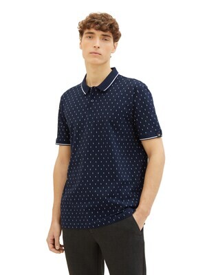 Tom Tailor Poloshirt met allover-print, navy mini squares print