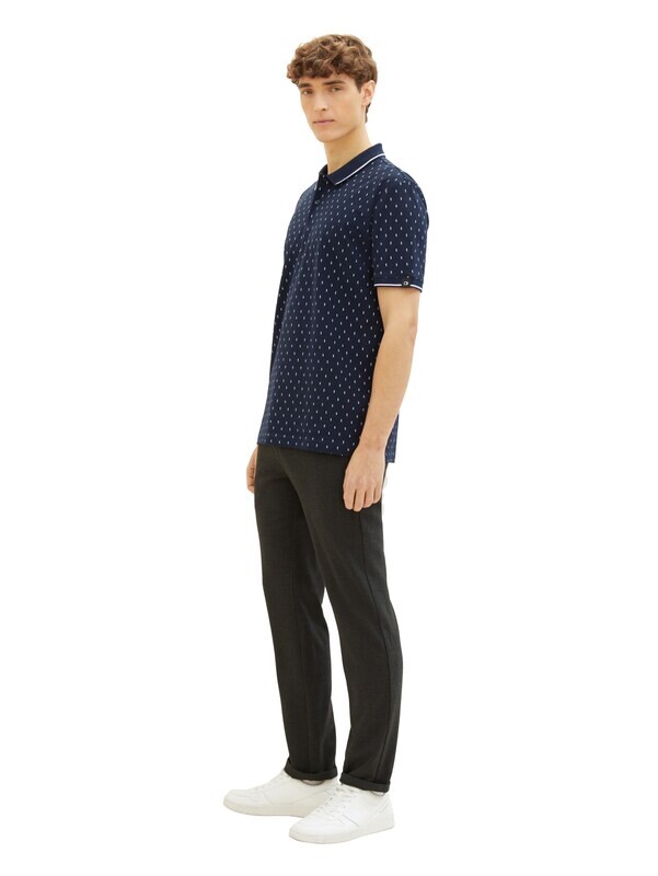 Tom Tailor Poloshirt met allover-print, navy mini squares print