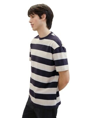 Tom Tailor T-shirt met patroon, grey beige blue big stripe
