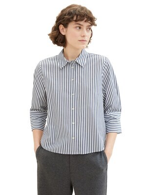 Tom Tailor Gestreepte blouse met TENCEL(TM) Lyocell, navy white vertical stripe
