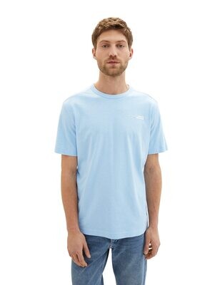 Tom Tailor T-shirt met logoprint, washed out middle blue