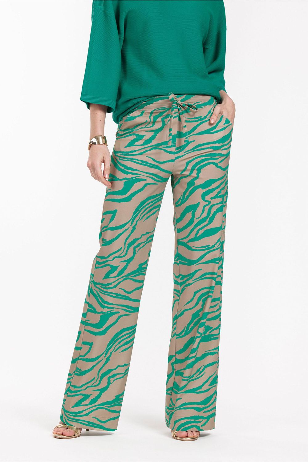 Studio Anneloes Abigail tiger trousers, smaragd/clay