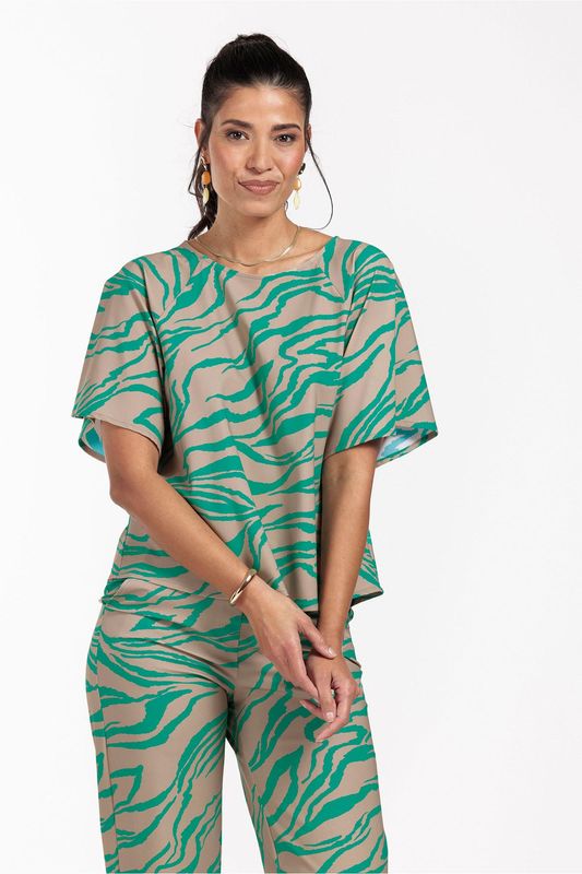 Studio Anneloes Moreen tiger top, smaragd/clay