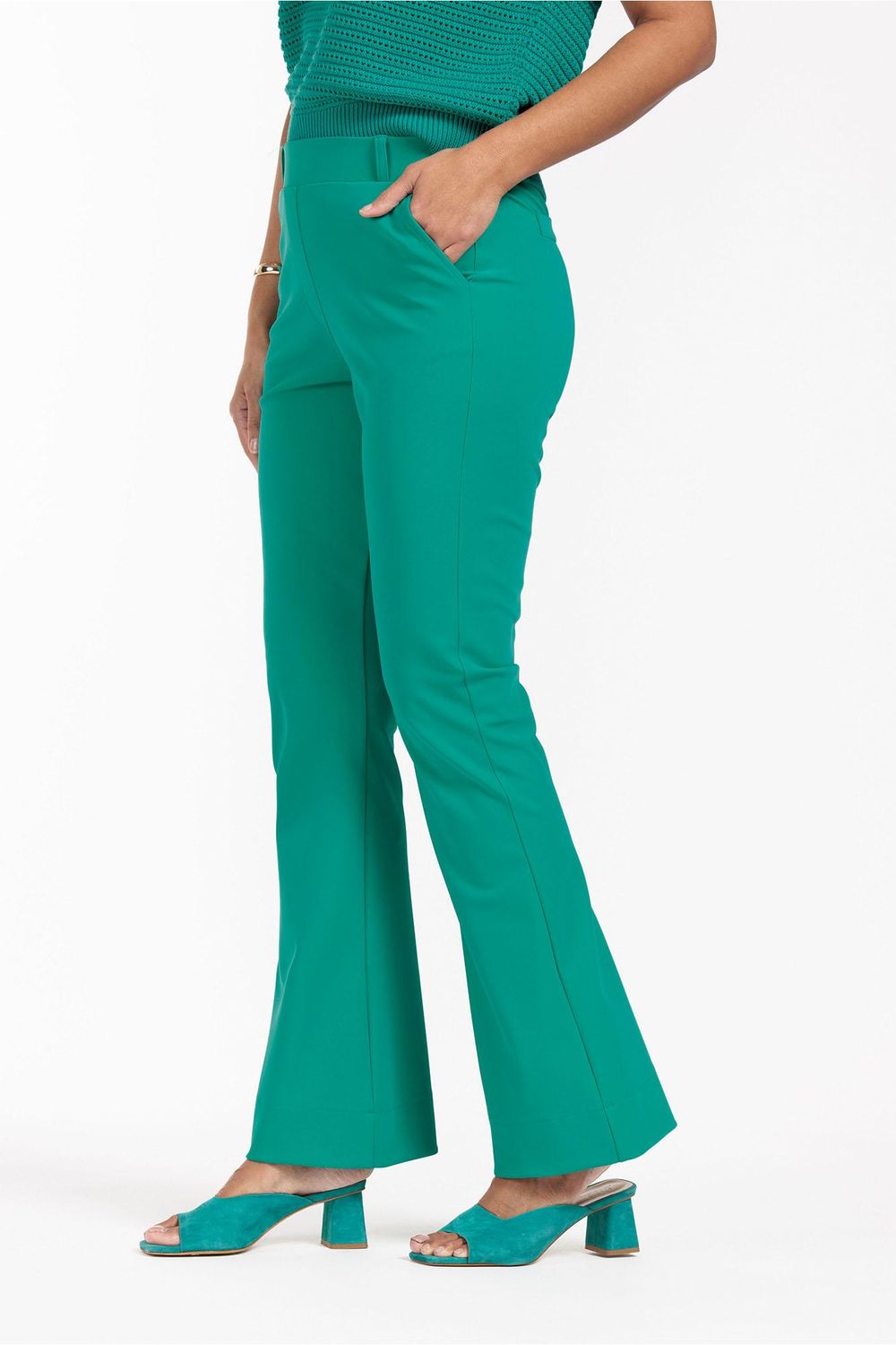 Studio Anneloes Flair bonded trousers, smaragd