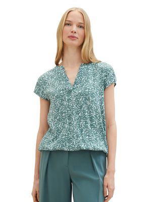 Tom Tailor Gedessineerde blouse, green abstract leaf print